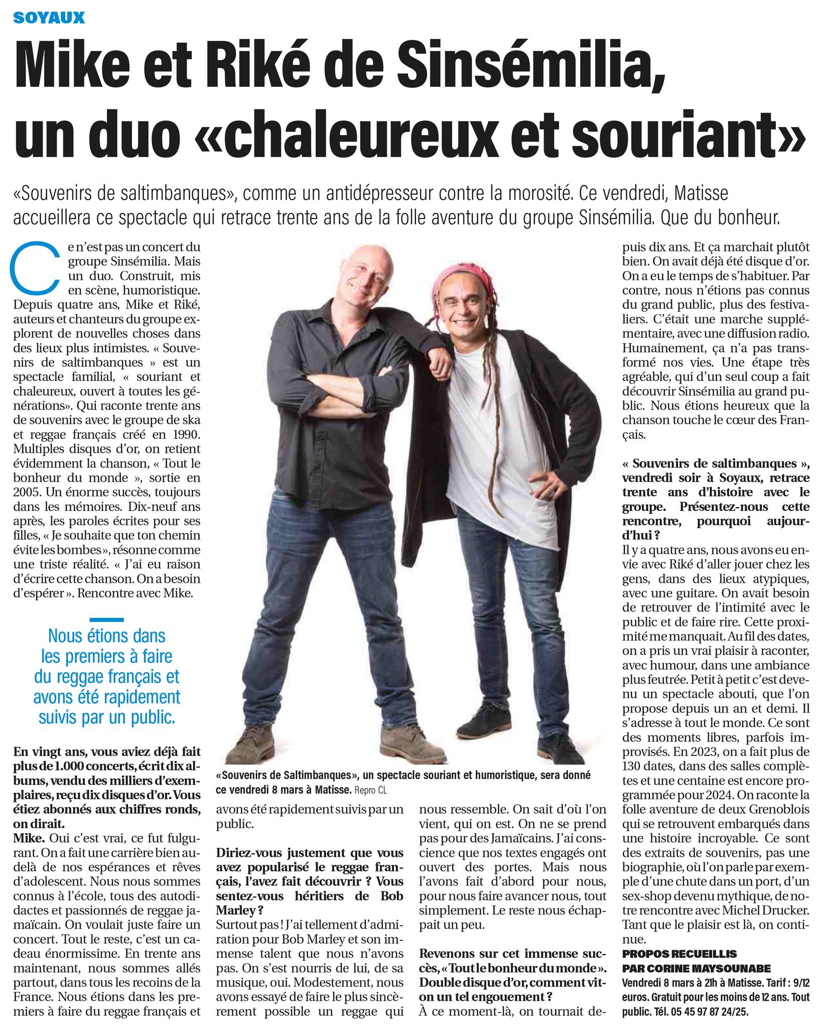 Mike et Riké de Sinsémilia en Charente